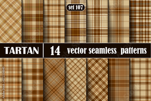 Set Beige Tartan Seamless Pattern