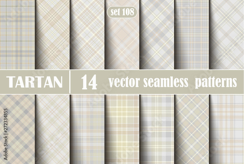 Set Pastel Tartan Seamless Pattern