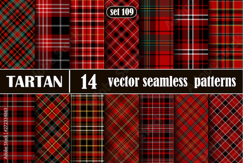 Set Red Tartan Seamless Pattern