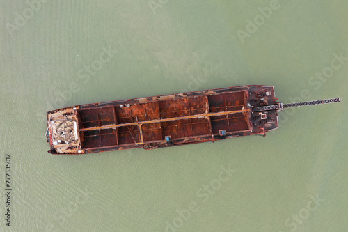 Aerial photo of shipping barge