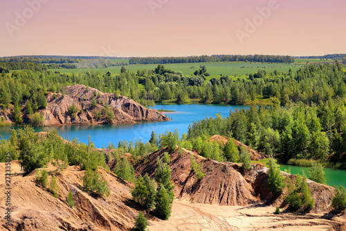 Photo of beautiful blue lakes in Tula region Russia