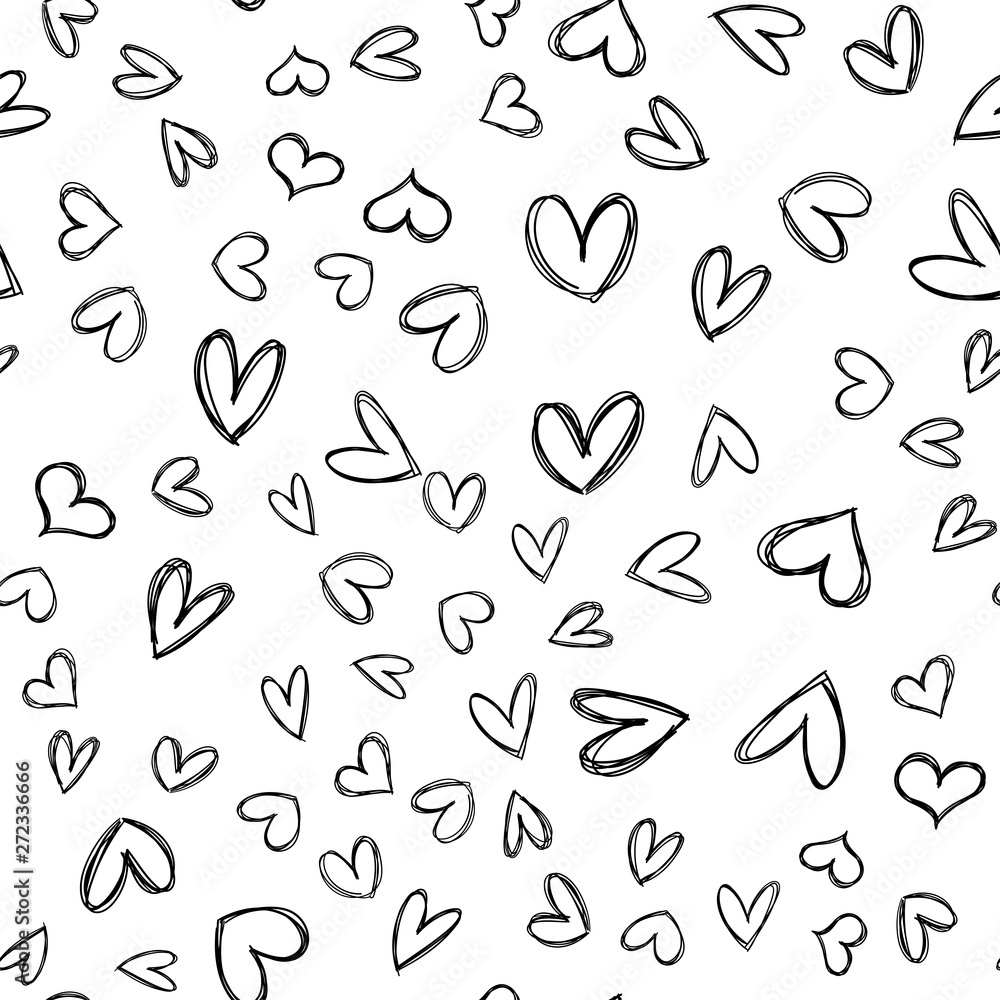 Heart doodle seamless pattern. Hand drawn hearts texture background. Heart doodle seamless pattern. Hand drawn hearts texture background.