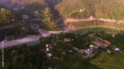 Himalaya agriculture terraces, 4k drone aerial footage photo