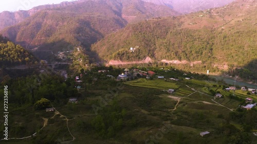 Himalaya agriculture terraces, 4k drone aerial footage photo