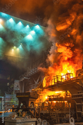 work process in metallurgical engineering at manufactory of steel plant 
