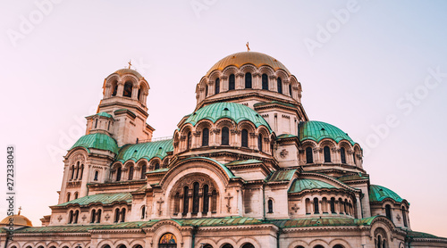 alexander nevsky cathedral famous landmark in sofia bulgaria during sunset