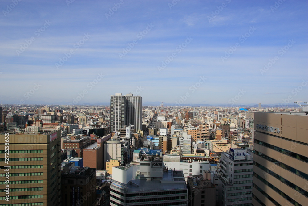 名古屋の町並みと青空 名古屋の町並みと青空