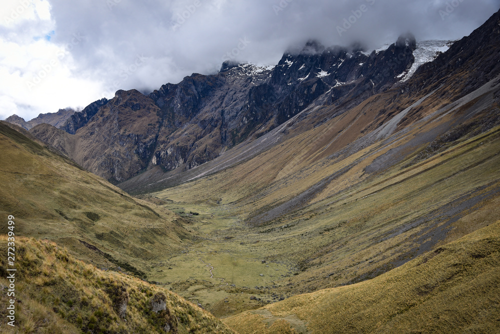 Dramatic mountain scenery on the Ancascocha Trek between Cusco and Machu Picchu