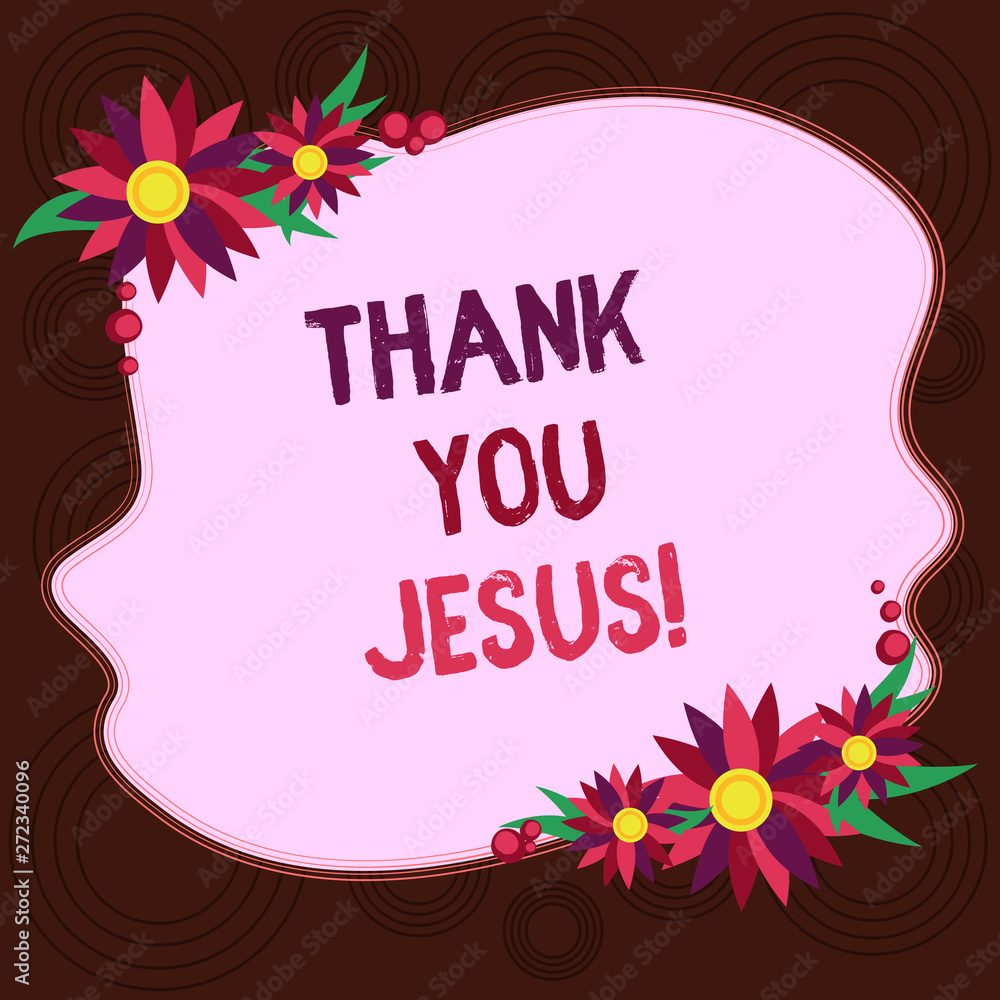 Writing note showing Thank You Jesus. Business photo showcasing ...