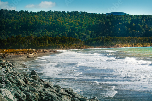 bruce bay beach southland new zealand one of most popular natural traveling destination in new zealand photo