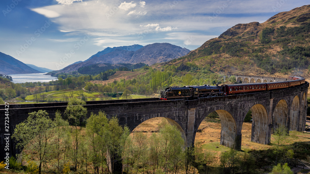 train on bridge in scotland