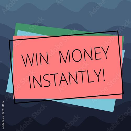 Conceptual hand writing showing Win Money Instantly. Business photo text getting cash as prize in competition sport or game Pile of Rectangular Outlined Different Color Construct Paper photo
