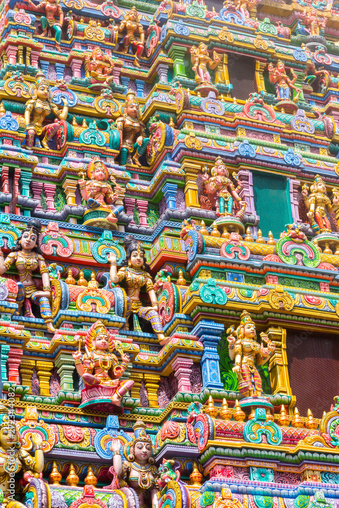 Carved images on the gopura (tower) of the Sri Maha Mariamman Temple, a Tamil Hindi temple located in Silom road, Bangkok, Thailand Carved images on the gopura (tower) of the Sri Maha Mariamman Temple, a Tamil Hindi temple located in Silom road, Bangkok, Thailand
