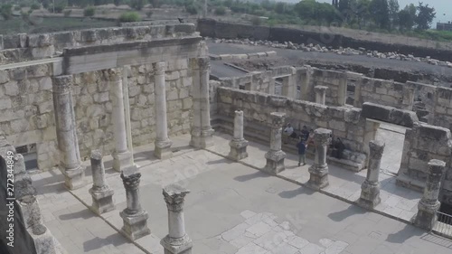 Fly-over the ancient Synagogue of Capernaum. Israel. GP011896-04