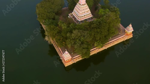 Madurai Vandiyur Mariamman Teppakulam pond temple, India, 4k aerial  photo