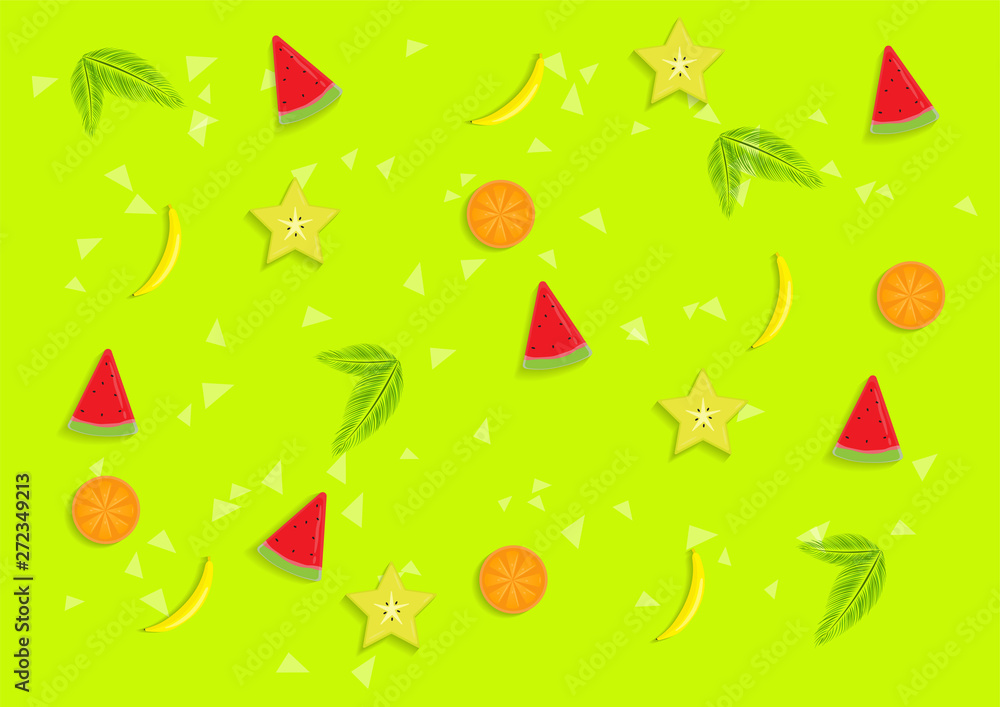 Fototapeta Summer banner with fruits