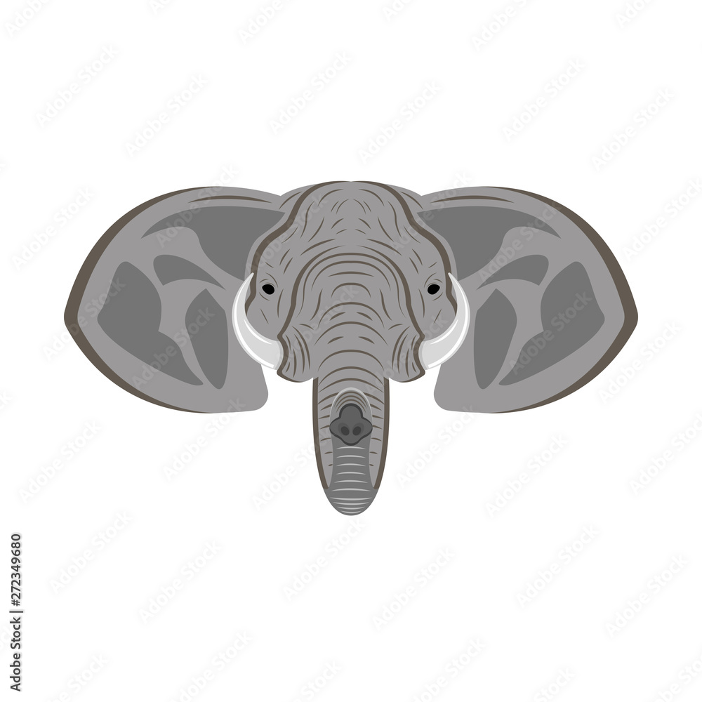 Elephant head with ears, trunk and tusks, animal portrait as a mascot or  safari trophy. Stock Vector | Adobe Stock