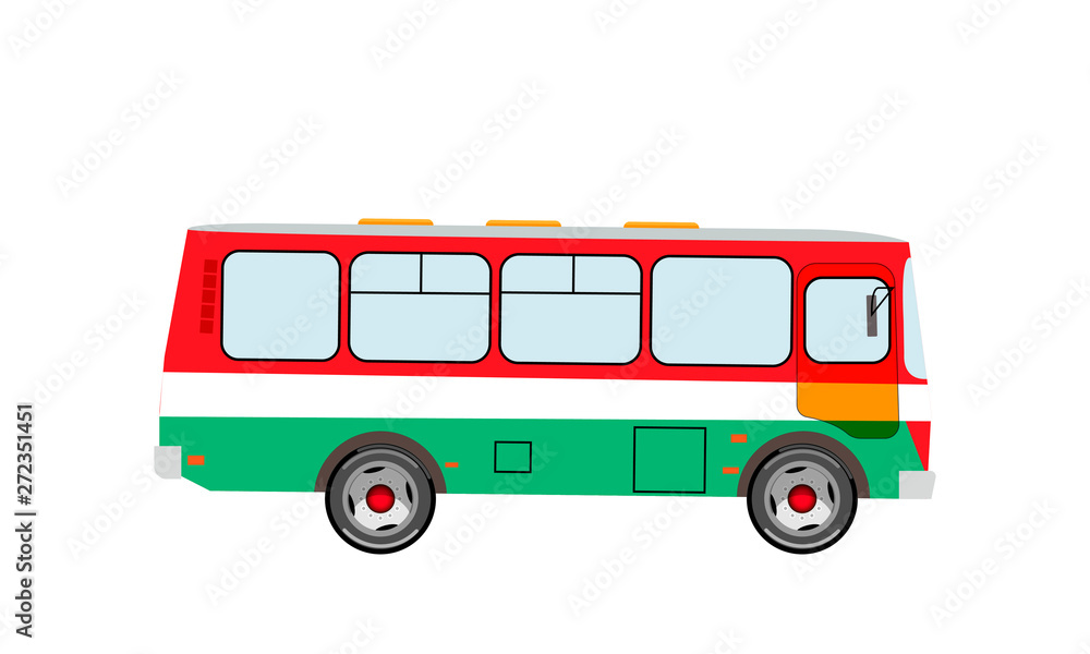Bus side view on an isolated background. Vector illustration.