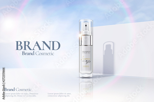 Cosmetic spray bottle ads