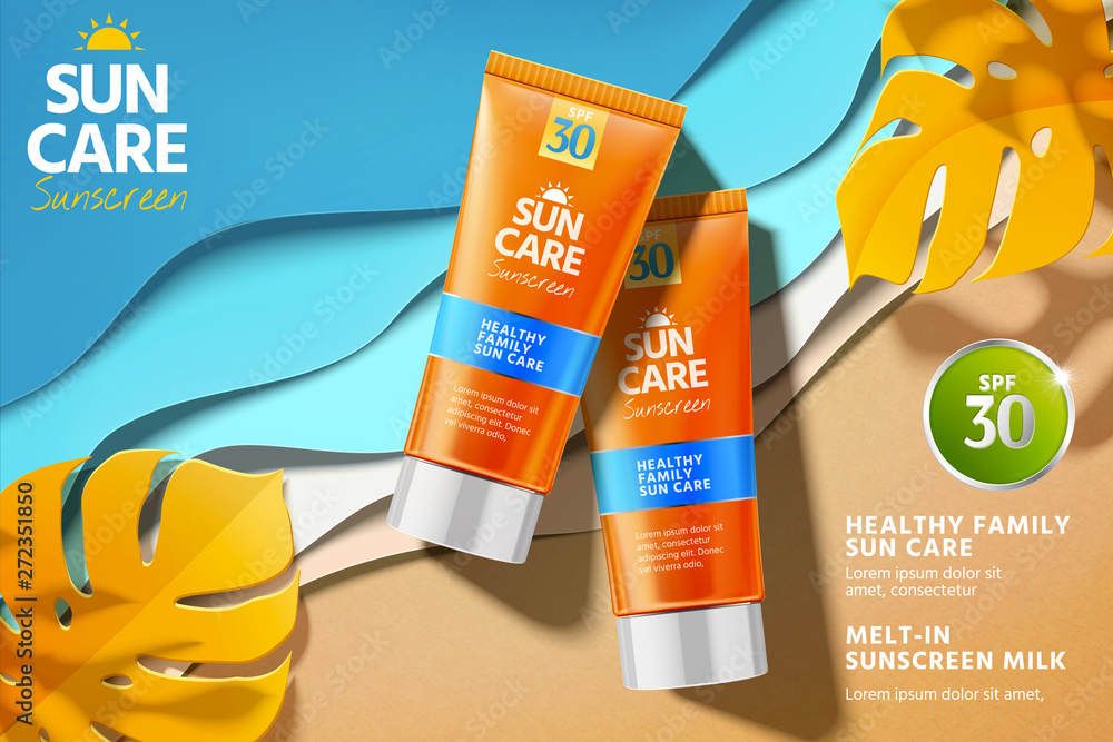 Orange sunscreen ads - obrazy, fototapety, plakaty 