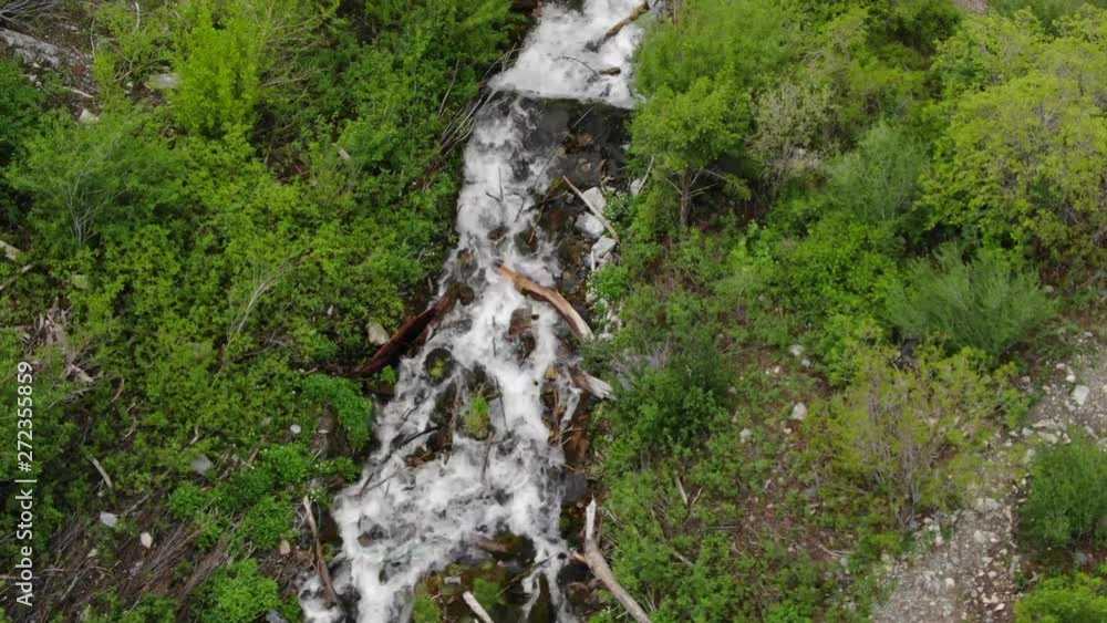 Beautiful Utah Sunny Wasatch Range Orem Provo Canyon River Stairway to Heaven Bridal Veil Water Falls Cliff Face River Summer Snowy Mountain Background USA 4K Beautiful Utah Sunny Wasatch Range Orem Provo Canyon River Stairway to Heaven Bridal Veil Water Falls Cliff Face River Summer Snowy Mountain Background USA 4K