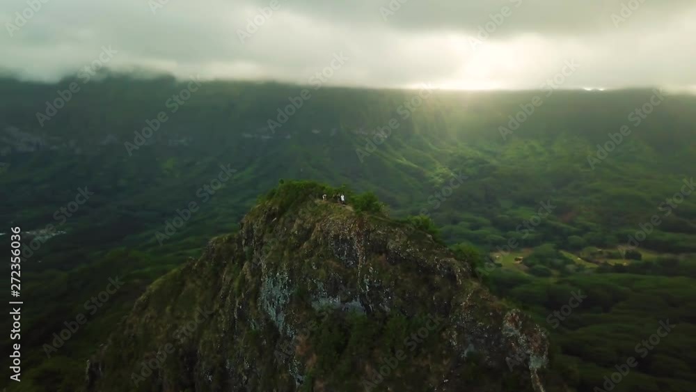 An amazing drone shot showing hikers on top of Mount Olomama (Ahiki, specifically) An amazing drone shot showing hikers on top of Mount Olomama (Ahiki, specifically)