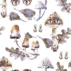Keuken achterwand Gotisch patronen Mystieke paddenstoelen met ogen  © dinkoobraz