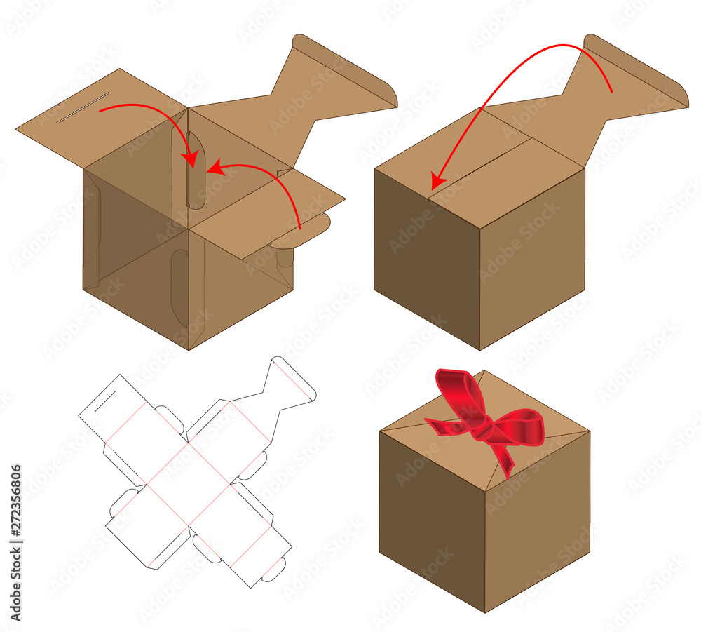 Box packaging die cut template design. 3d mock-up - obrazy, fototapety, plakaty 