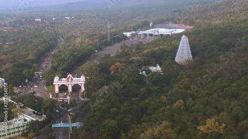 Tirupati in south India Tamil Nadu holy places, 4k aerial drone skyline footage photo