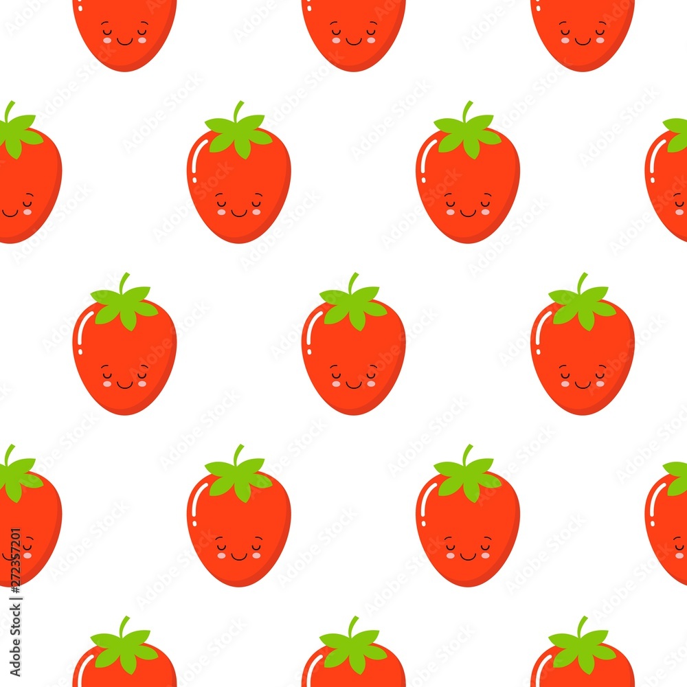 Strawberry vector pattern background, Fruit illustration on white background, Seamless background with red strawberries Strawberry vector pattern background, Fruit illustration on white background, Seamless background with red strawberries