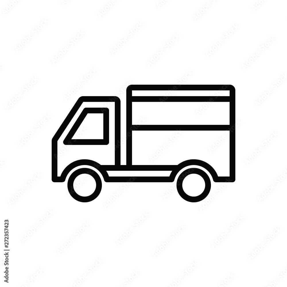 Black line icon for delivery truck