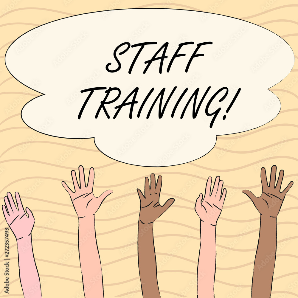 Word writing text Staff Training. Business concept for Teaching Teamwork new things Employee Education Preparation Word writing text Staff Training. Business concept for Teaching Teamwork new things Employee Education Preparation