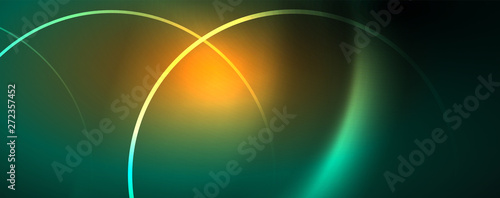 Shiny neon lines template - northern lights glowing blur lines. Futuristic style glow neon 80s disco club or night party techno template
