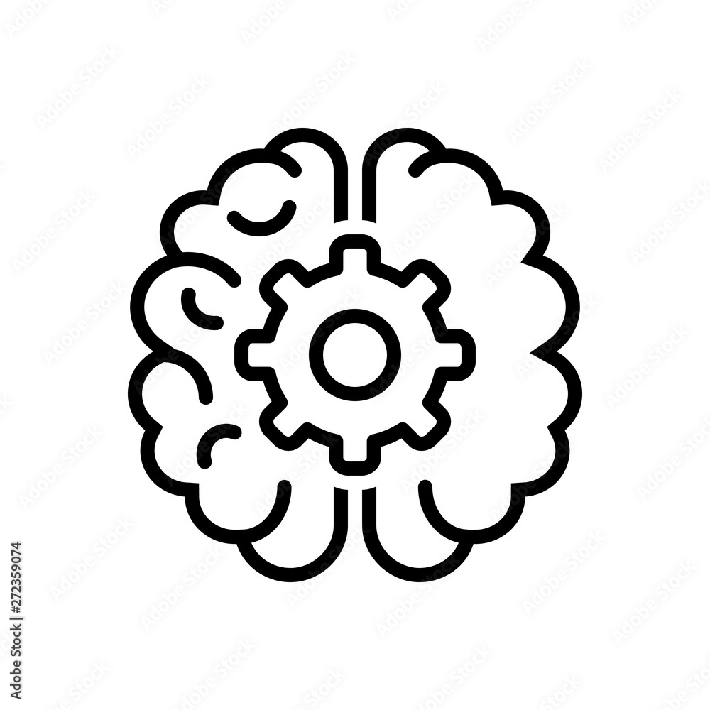 Black line icon for brain process