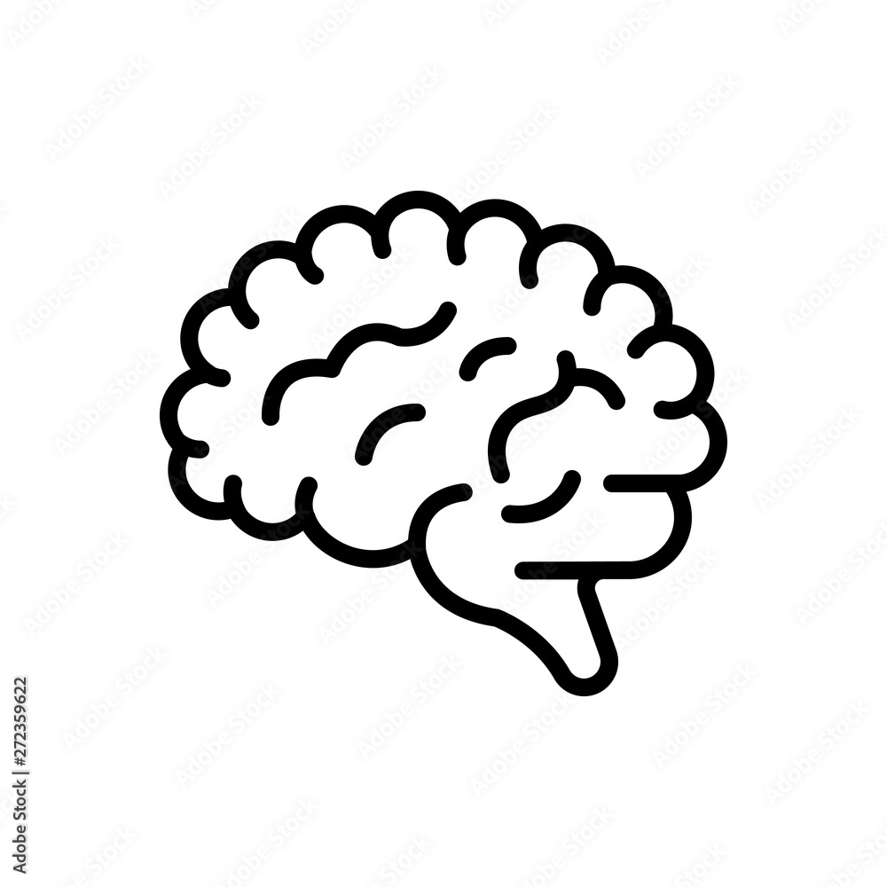 Black line icon for human brain Black line icon for human brain