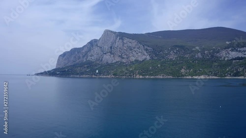 Aerial Shot of Mountain on Batiliman, Black sea, Crimea With Beautiful Blue Water photo