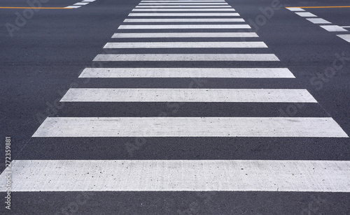Close-up Zebra pedestrian crossing.
