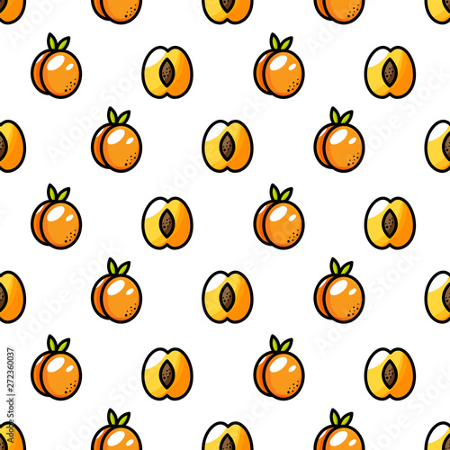 Vector seamless pattern with juicy velvet peaches