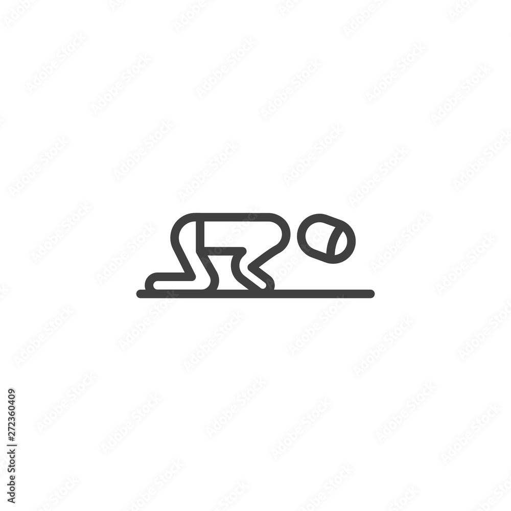 Muslim man praying line icon. linear style sign for mobile concept and web design. Islamic Prayer outline vector icon. Ramadan symbol, logo illustration. Vector graphics Muslim man praying line icon. linear style sign for mobile concept and web design. Islamic Prayer outline vector icon. Ramadan symbol, logo illustration. Vector graphics