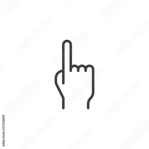 One finger pointing up line icon. linear style sign for mobile concept and web design. Hand gesture with the index finger pointing up outline vector icon. Symbol, logo illustration. Vector graphics