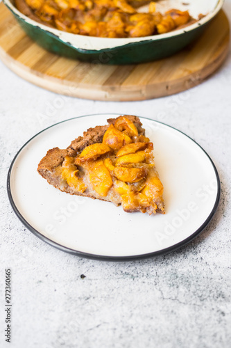 Принти на полотні Tasty homemade apricot, apples, medlar baked tart, pie or cake with berries