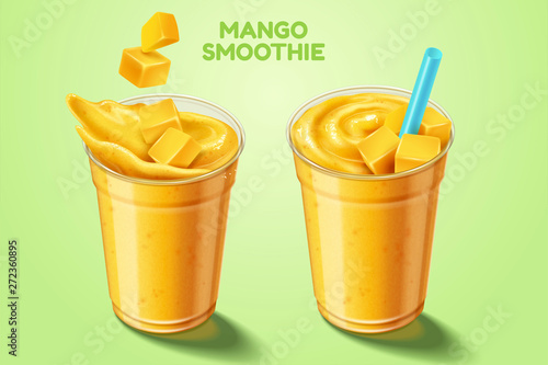 Mango smoothie takeout cup
