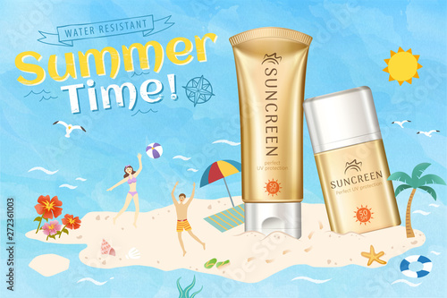 Golden color sunscreen ads