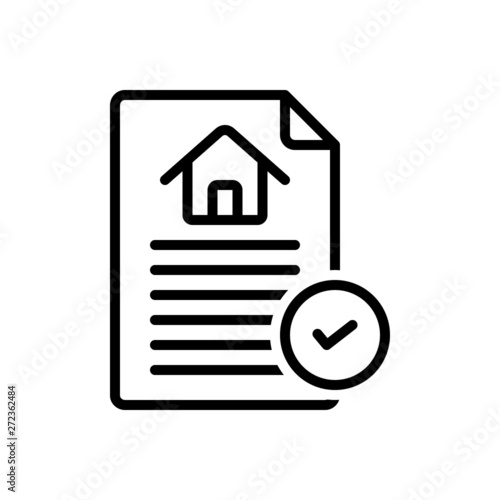 Black line icon for contract agreement