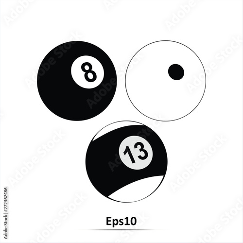 vector collection of billiard pool or snooker balls with numbers isolated on white background, eps10 illustration