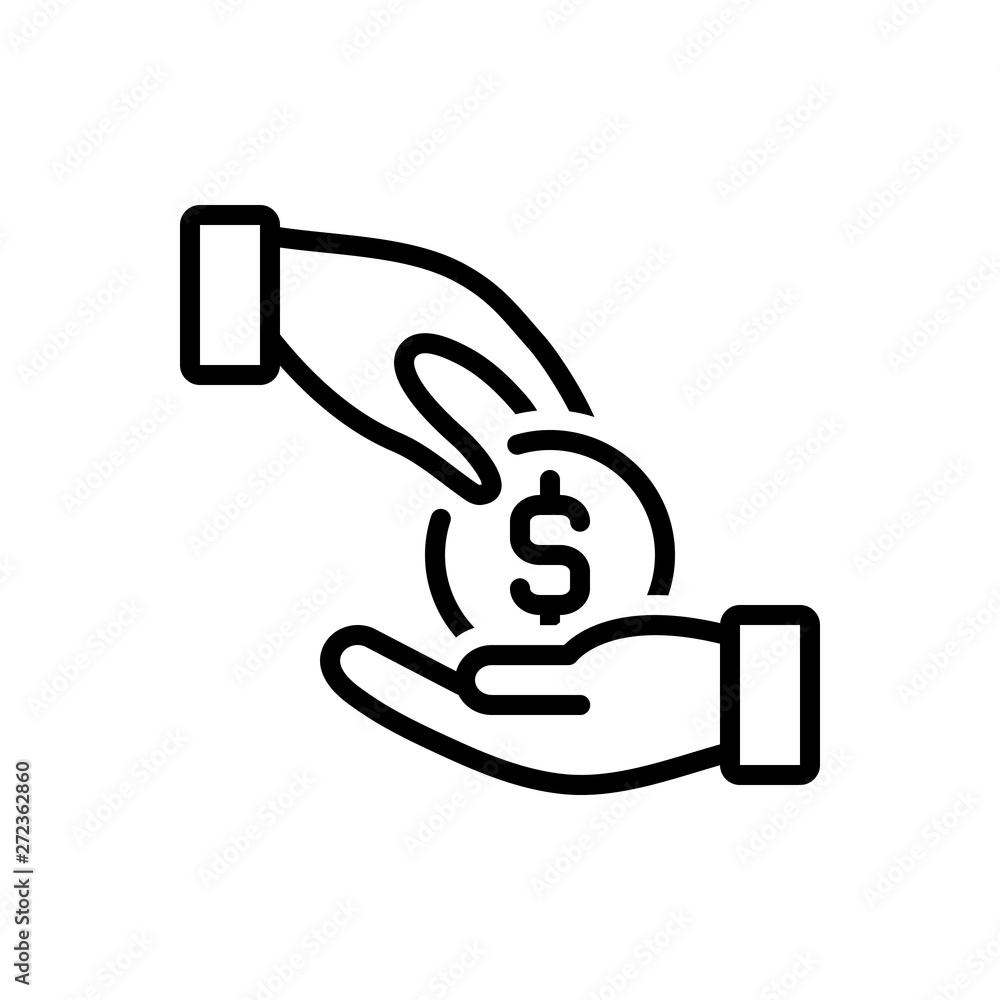 Black line icon for give money