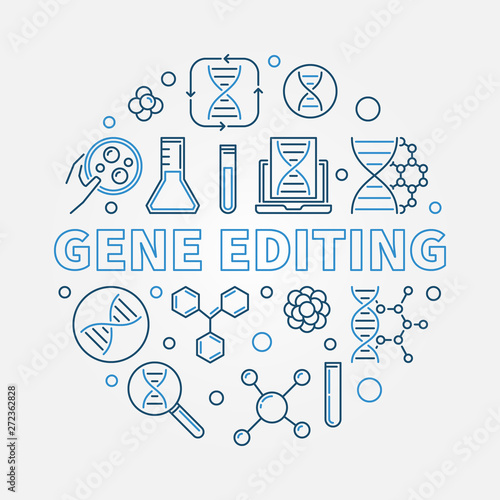 Gene Editing vector round simple illustration in linear style