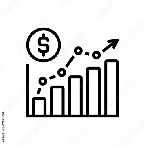 Black line icon for growth
