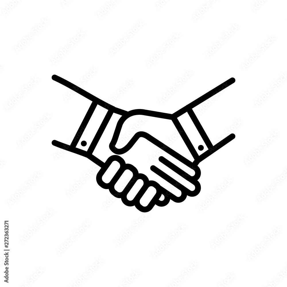 Obraz premium Black line icon for handshake