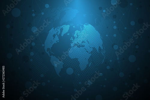 Global network connection.Business concept and internet technology.Technology background . Vector Illustration